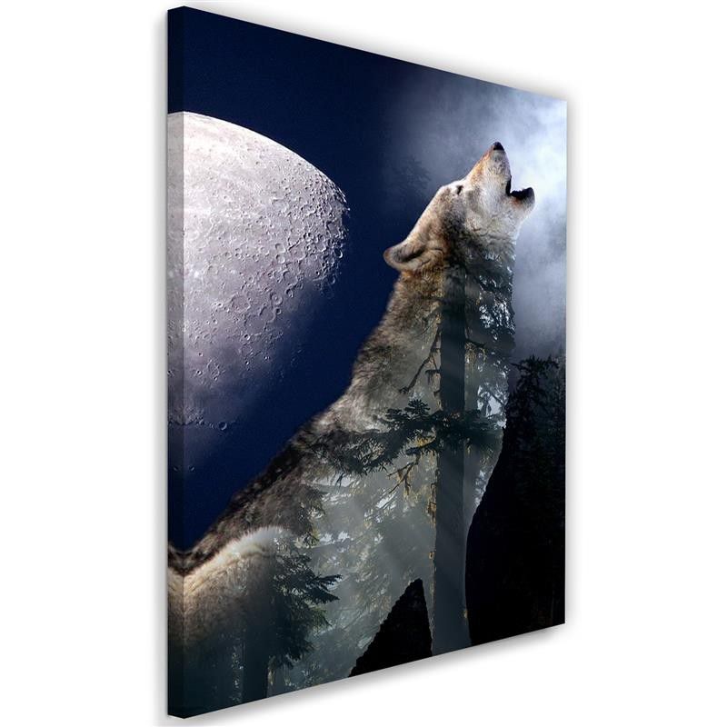 Obraz Feeby Wilk wyjący nocą do księżyca 60x90cm 1szt