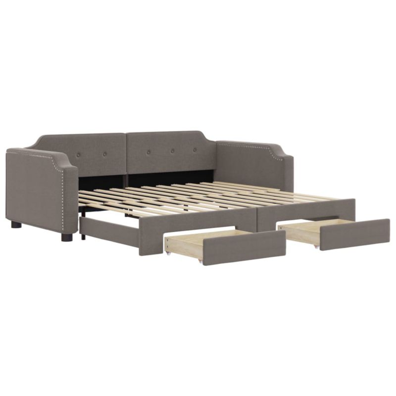 Sofa rozkładana WaszeMeble 80x200 cm Taupe tkanina z szufladami WM-3197668 1 szt.