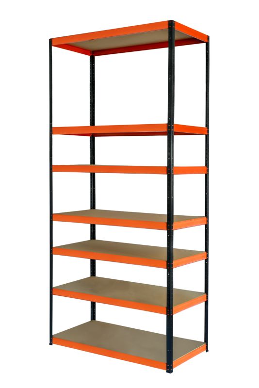 Regał metalowy MODO24 magazynowy czarno-pomarańczowy helios 270x110x45cm 7 półek po 350 kg 1 szt.