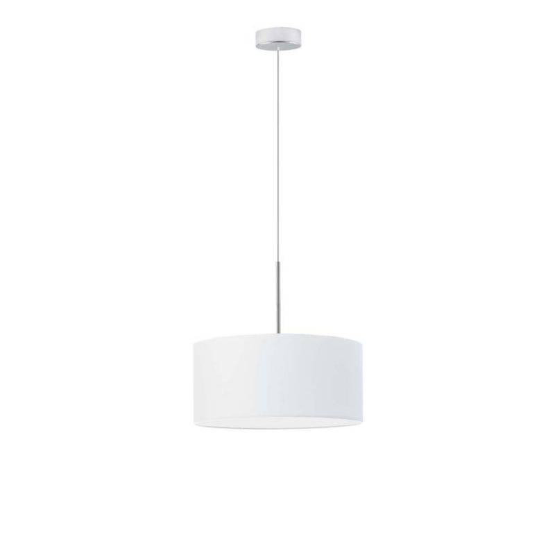 Lampa wisząca zwis Volta Light Factory żyrandol sufitowa z abażurem walec Chrom/Biały JAZZ 30cm 1szt.