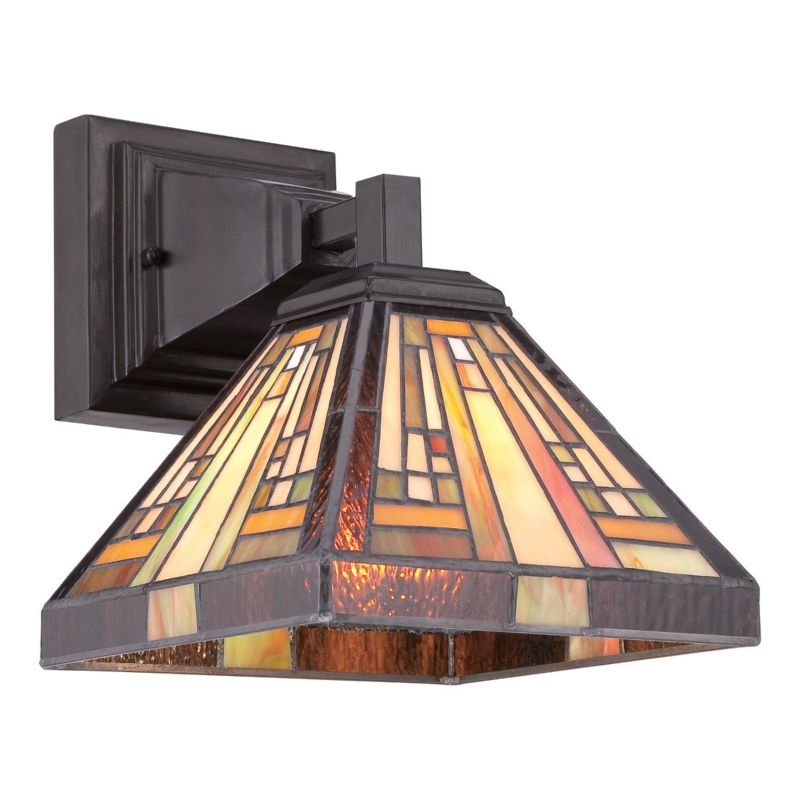 Kinkiet ścienny Quoizel Stephen vintage brązowo-multikolor 1 x E27 x IP20 wym: 25,4 x 20,3 x 26,7 cm - 1 szt.