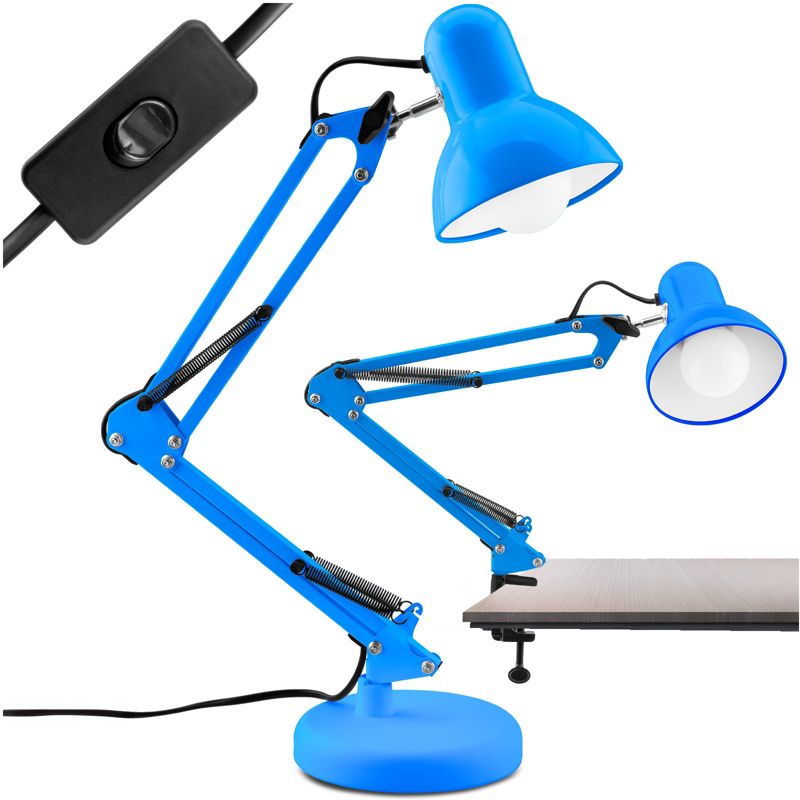 Lampka Biurkowa Lumiled Kreślarska Stołowa E27 Niebieska z Uchwytem na Blat 1 szt.