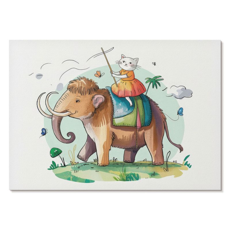Plakat na Płótnie Tulup 29,7x21 cm (A4) Jazda na mamucie Do pokoju dziecka, salonu, 1 szt.
