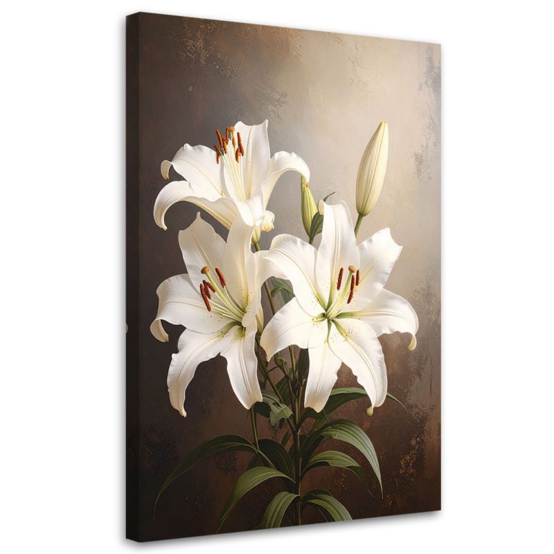 Obraz do salonu sypialni biura Feeby Lilie białe kwiaty natura 70x100cm 1szt