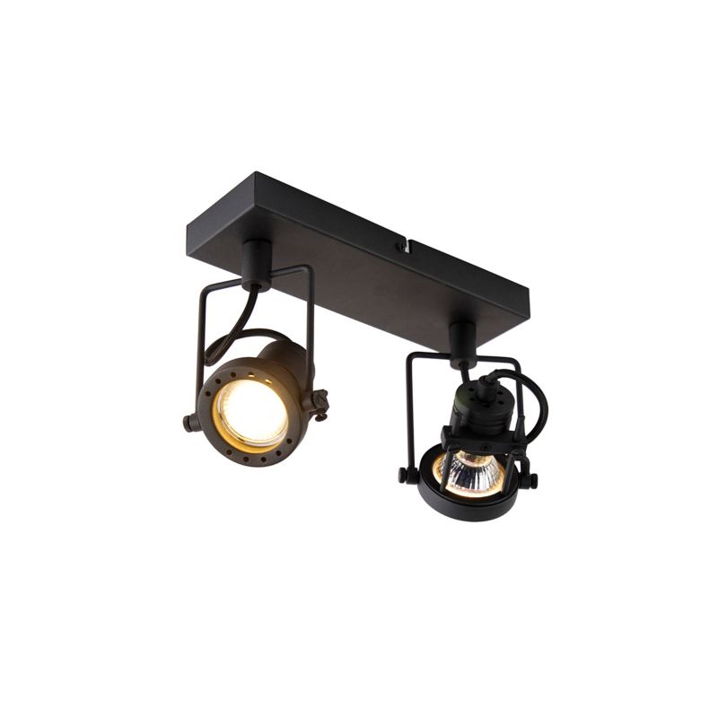 Regulowany reflektor sufitowy 2punktowy inteligentny Qazqa Suplux 24 czarny GU10 żarówkami LED 47 W zestawie 2700k 1 szt.