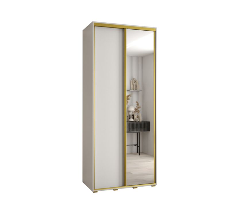 Szafa przesuwna Abiks DAVOS 3 wysoka szer.120cm gł.45cm biały/biały/złoty 1szt.