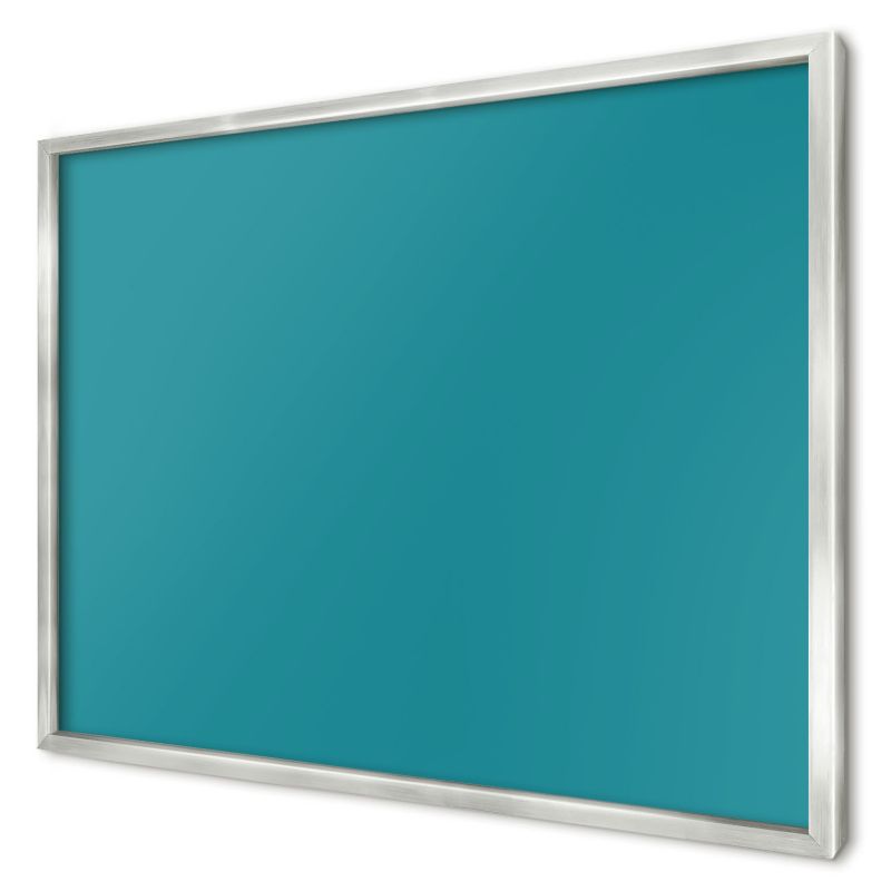 Tablica magnetyczna do salonu Wallfluent 70x50 Chłodny turkusowy w srebrnej ramie 1szt
