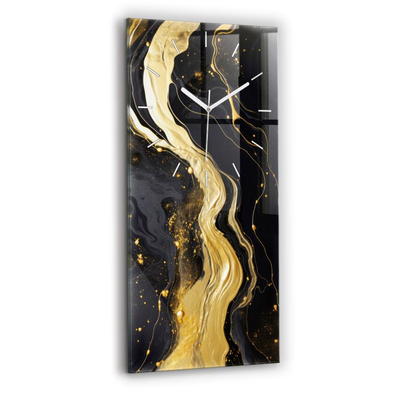 Zegar szklany białe wskazówki Wallfluent 30x60 cm Złoty marmur 1 szt.