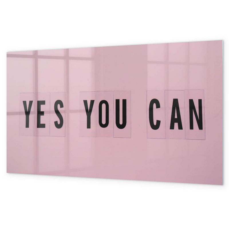 Szklana Tablica Do Pisania Magnetyczna Tulup 120x60 cm Yes you can Z magnesami, gąbką i Czarny marker 1 kpl