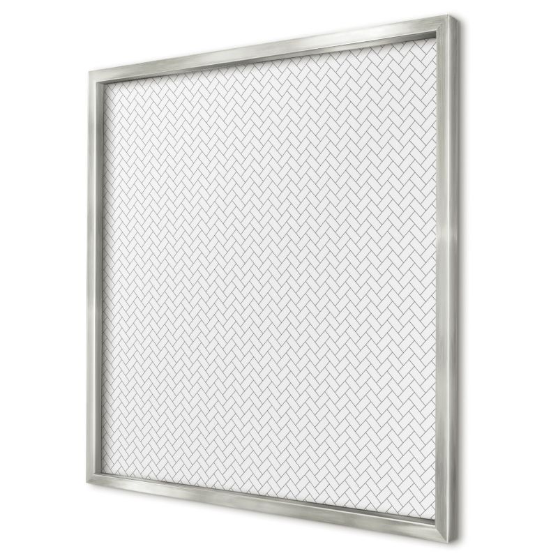 Ozdobna tablica na magnesy Wallfluent 50x50 Biała jodełka w srebrnej ramie 1szt