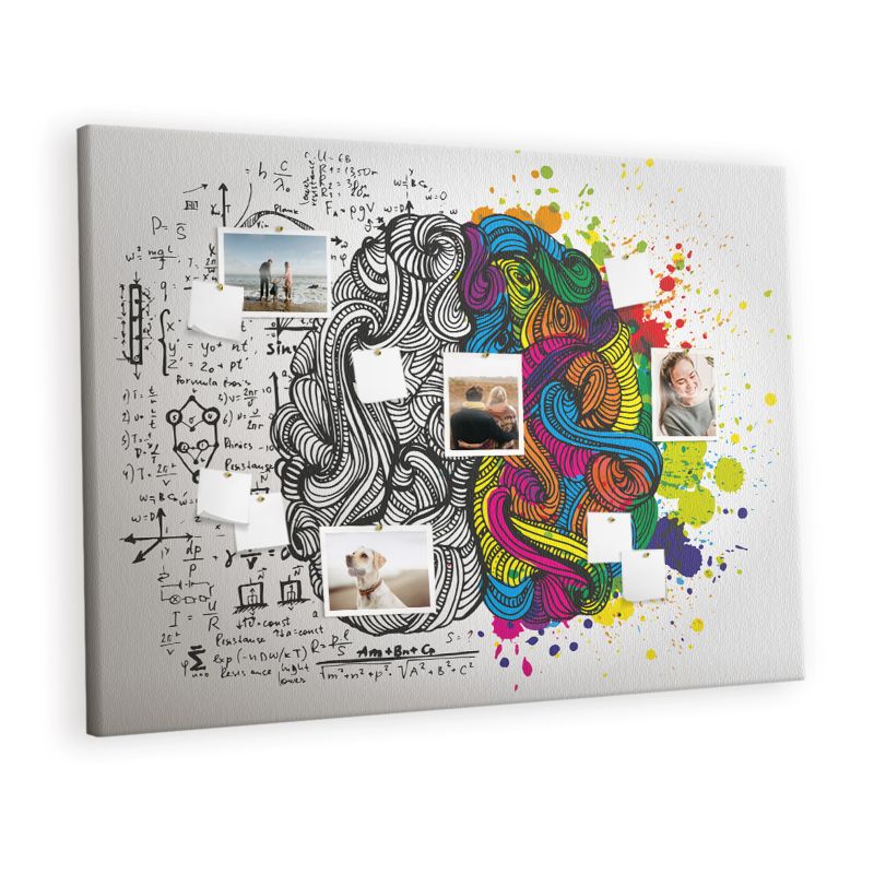 Tablica Korkowa Z Pinezkami Tulup 140x100 cm Psychologiczny motyw myślenia Organizer ścienny Pinezki drewniane 1 kpl