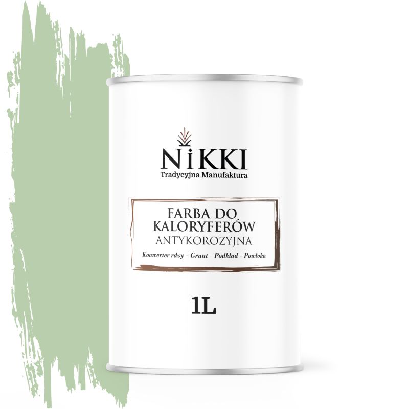 Farba do Grzejników Bezpośrednio na Rdzę NIKKI Zielony pastelowy RAL6019 Satyna 1L