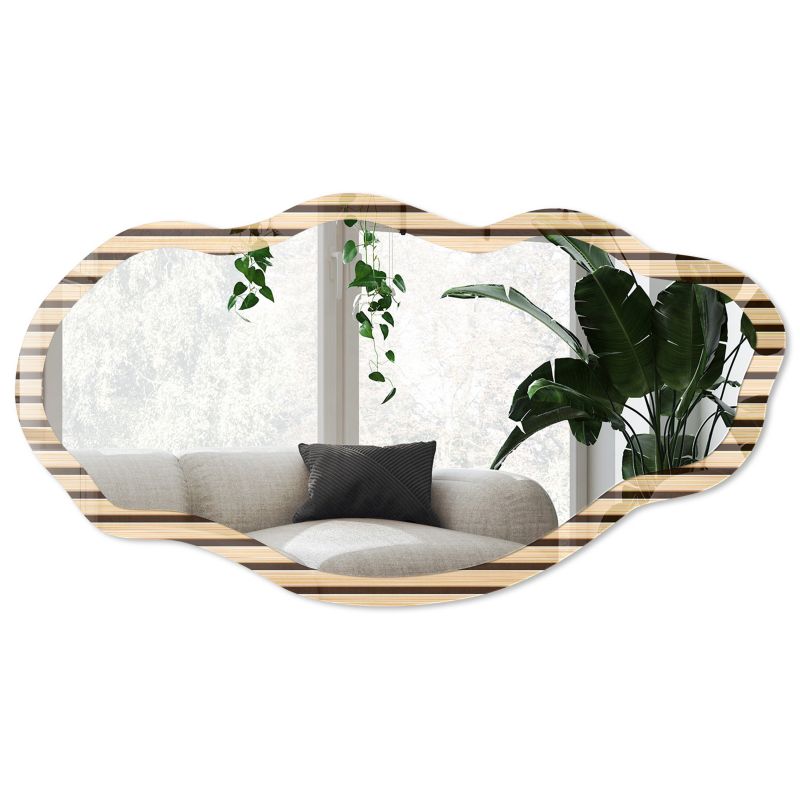 Lustro nieregularne w ramie Wallfluent 52x97 cm Drewniane pasy Do przedpokoju / do holu / do korytarza Styl boho 1 szt.