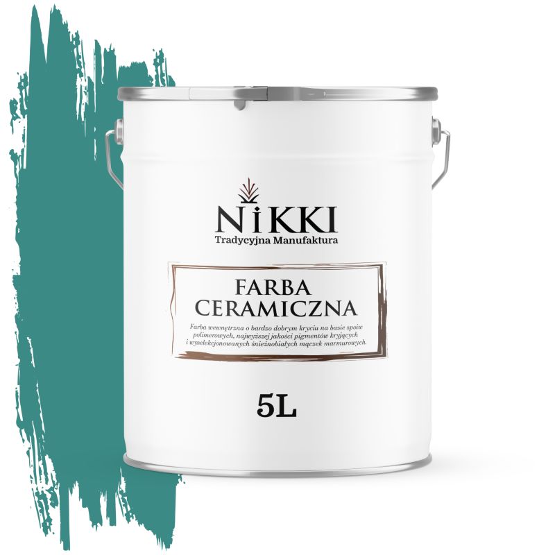 Farba Ceramiczna Wewnętrzna Ściany i Sufity NIKKI Turkusowy ciemny H1421 Głęboki Mat 5L