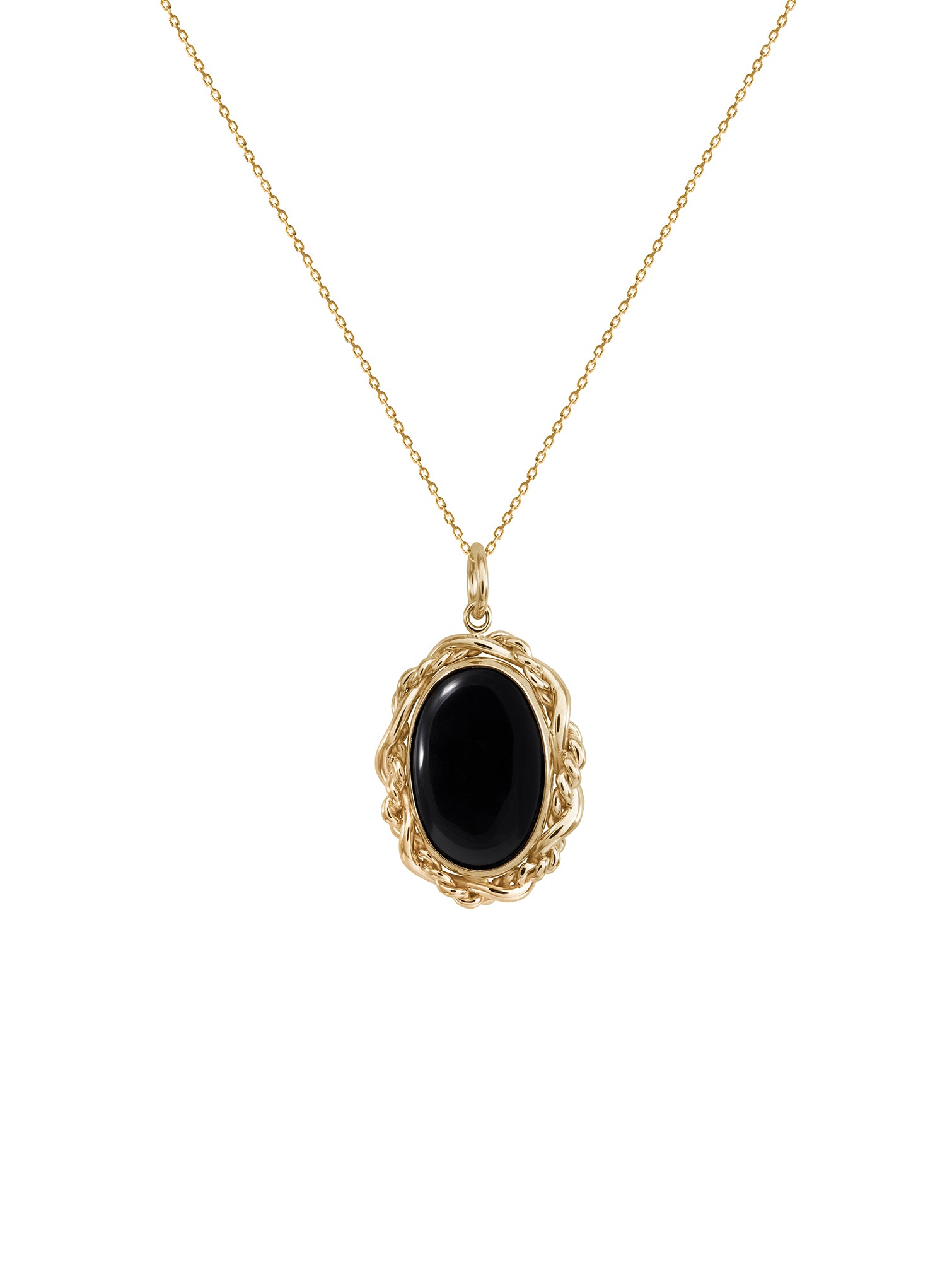 Zoe Necklace in Onyx - Naszyjnik z onyksem w ażurowej oprawie, 42