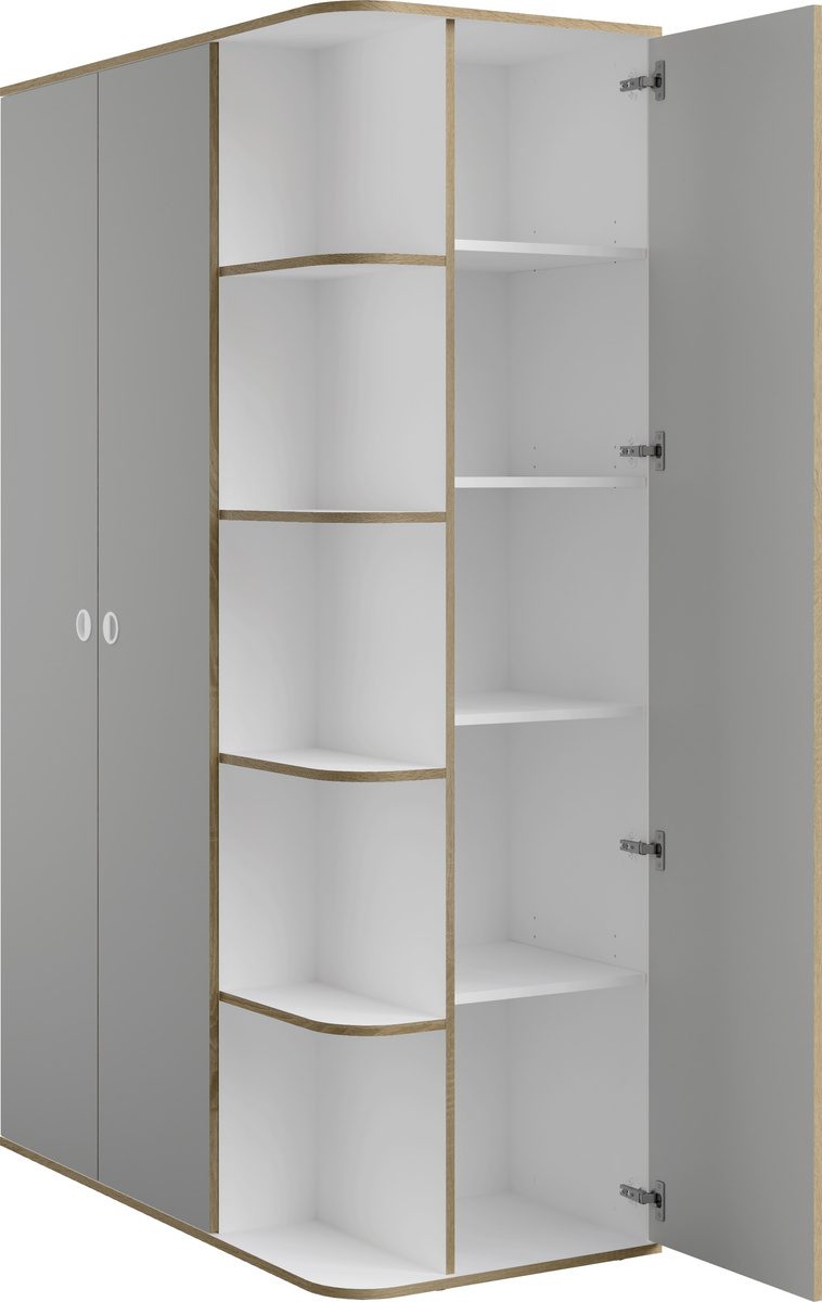 Szafa dwudrzwiowa 120 cm z półkami PINGO szary New York