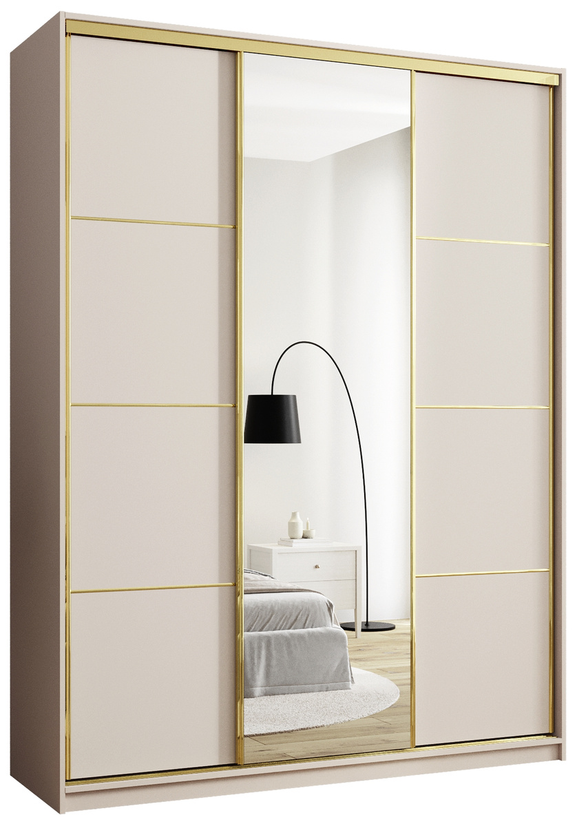 Nowoczesna szafa z lustrem do sypialni 180 cm GOLD NEW MAX