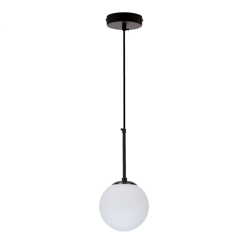 Czarna lampa wisząca z białym kloszem do salonu POMPEI 15 cm