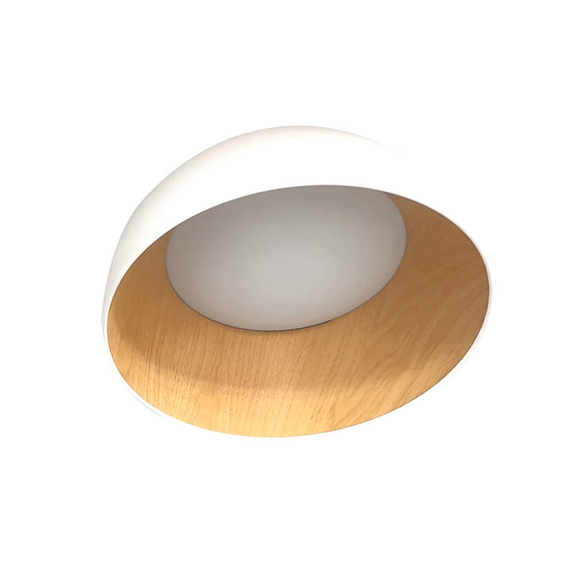 Biała lampa sufitowa plafon LED 18W do salonu TRENTO drewno