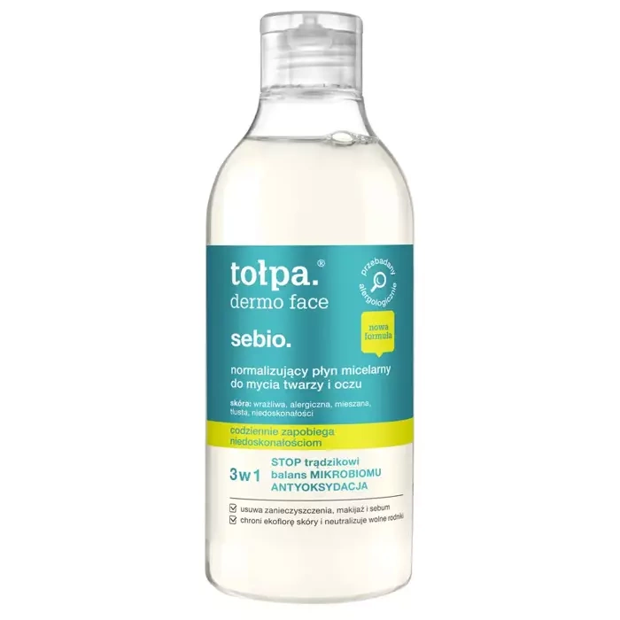 Tołpa Dermo Face Sebio normalizujący płyn micelarny do mycia twarzy i oczu 400 ml