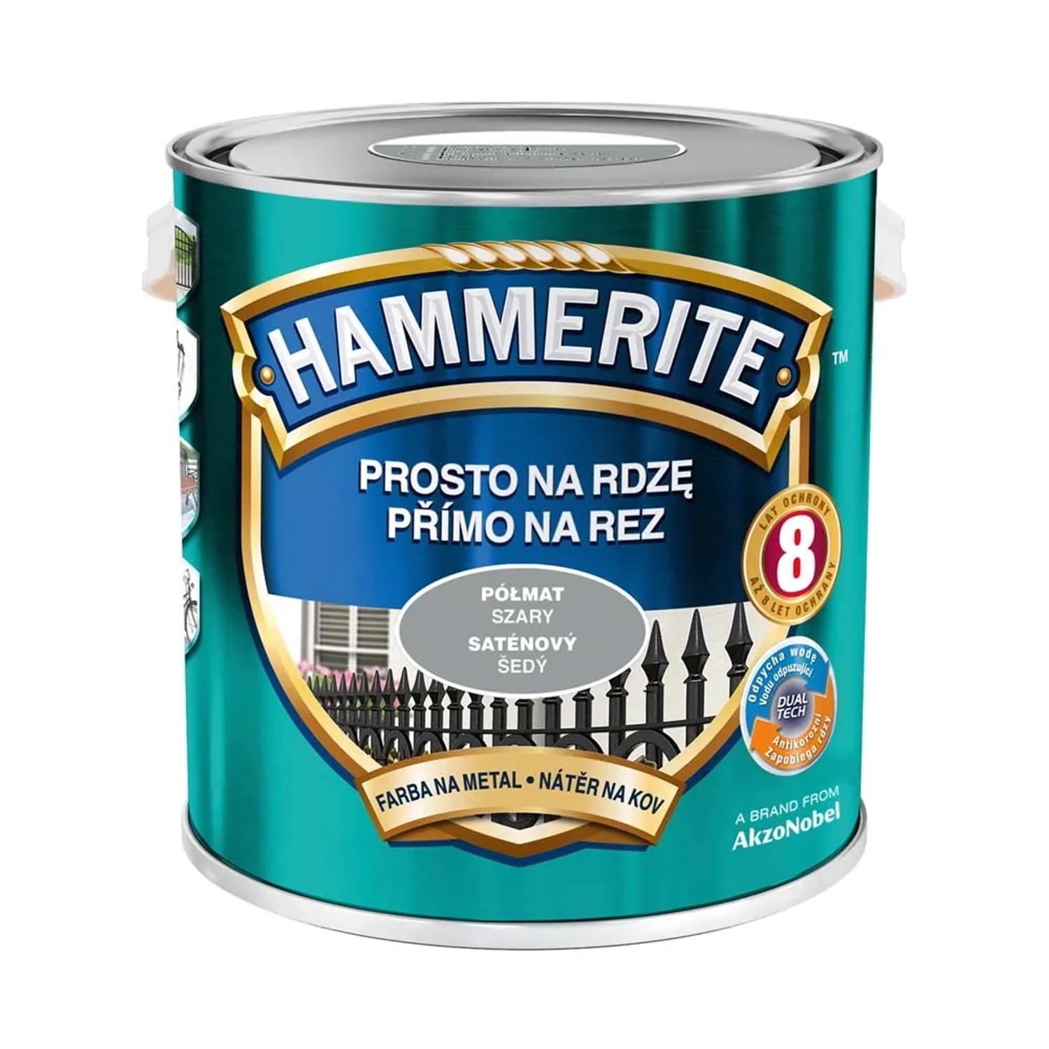 Hammerite Emalia antykorozyjna szara półmat 2,5 l