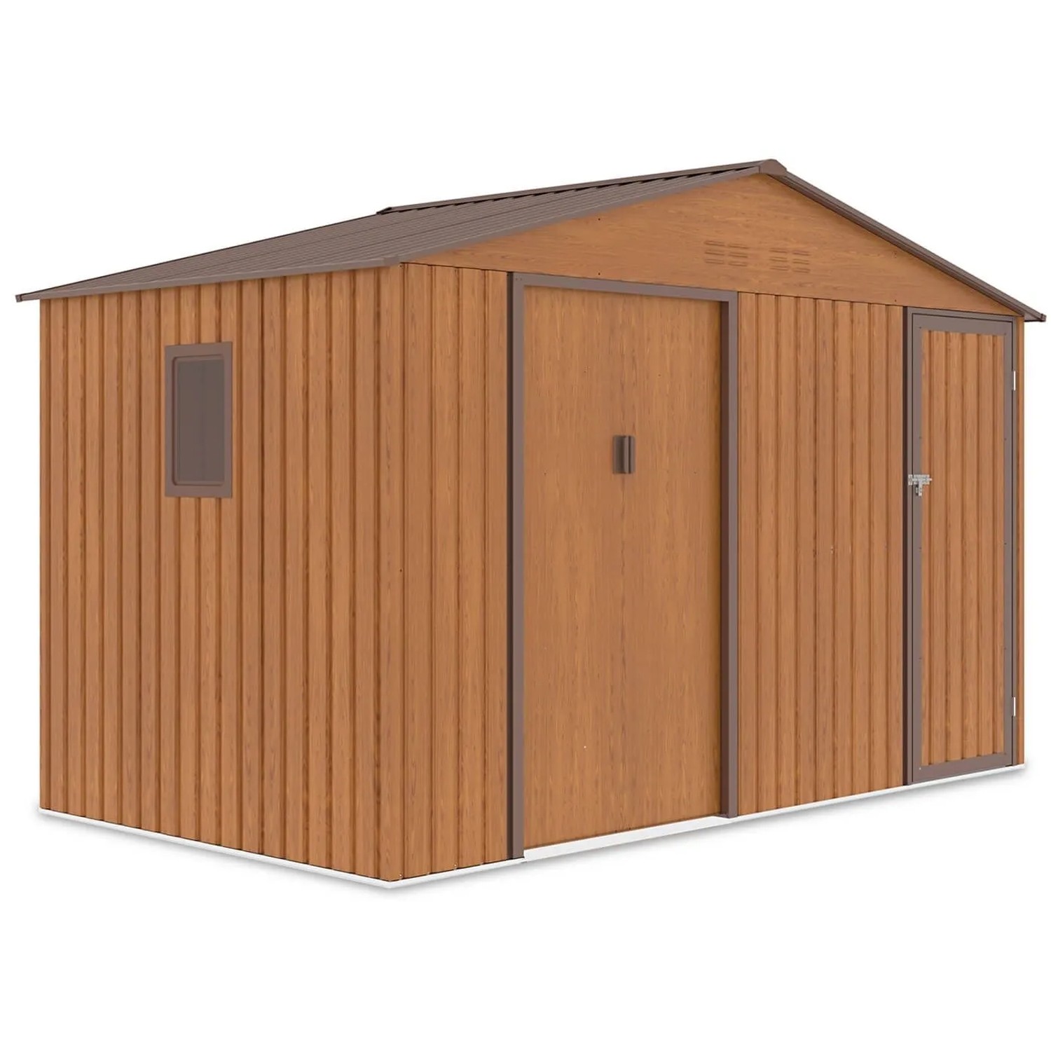 Domek ogrodowy metalowy Falcon Oak Brown - 340x194 cm, wys. 220 cm