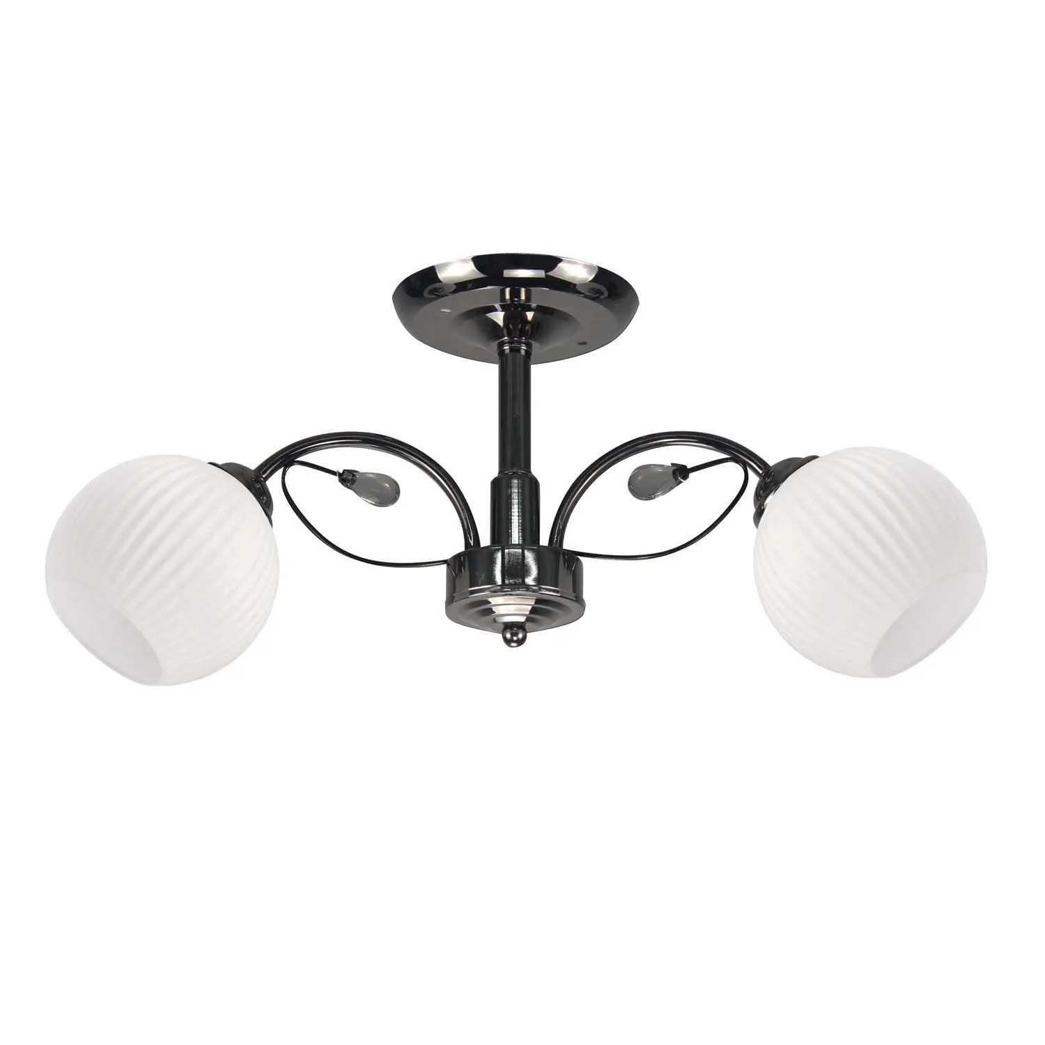 Candellux Lampa sufitowa NEROS czarna perłowa 2xE27 40W klosz biały