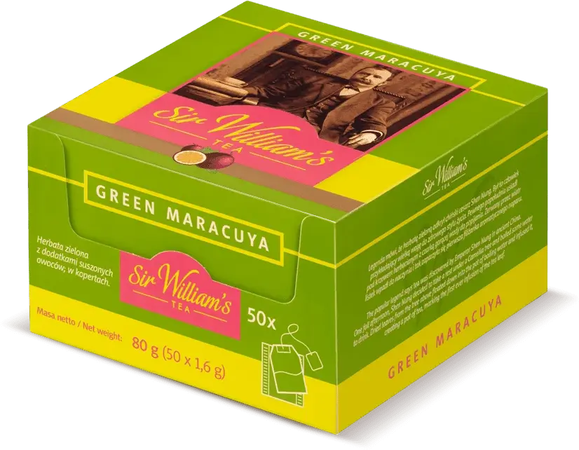 Herbata zielona w torebkach Sir William's Tea Green Maracuja, 50 sztuk x 1.6g
