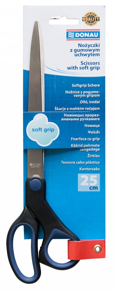 Nożyczki biurowe Donau Soft Grip, 25cm, czarno-niebieski