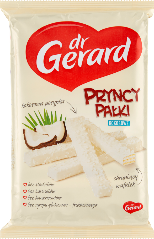 Wafle Pryncypałki Dr.Gerard, w białej czekoladzie, kokosowy, 200g