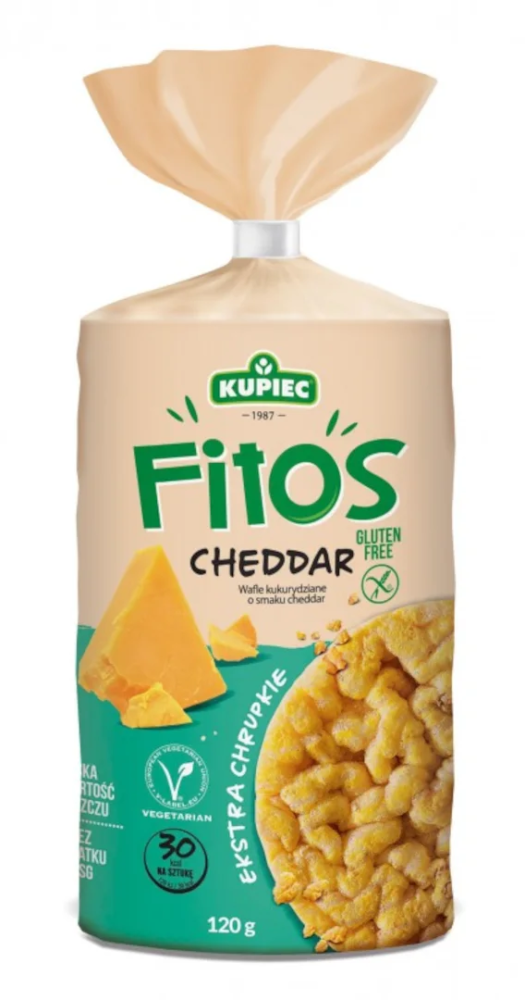 Wafle kukurydziane Kupiec Fitos, cheddar, 120g