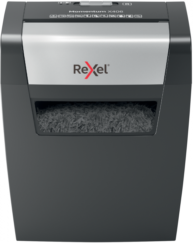 Niszczarka do papieru Rexel Momentum X406, konfetti 4x28mm, 6 kartek, P-4 DIN, czarny