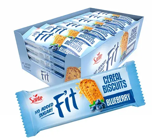 20x Ciasteczka zbożowe Sante Fit, z jagodą, bez cukru, 50g