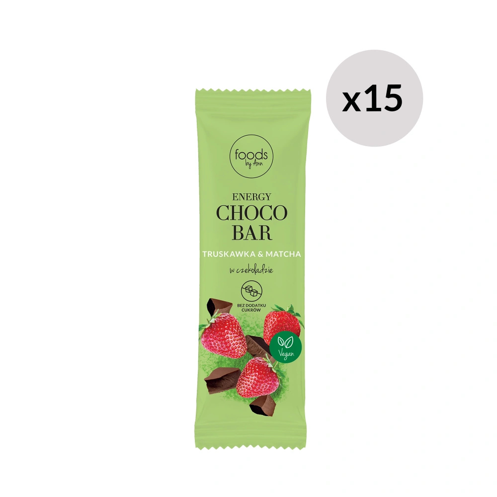 Energy Choco Bar Matcha i Truskawka, 35 g x15