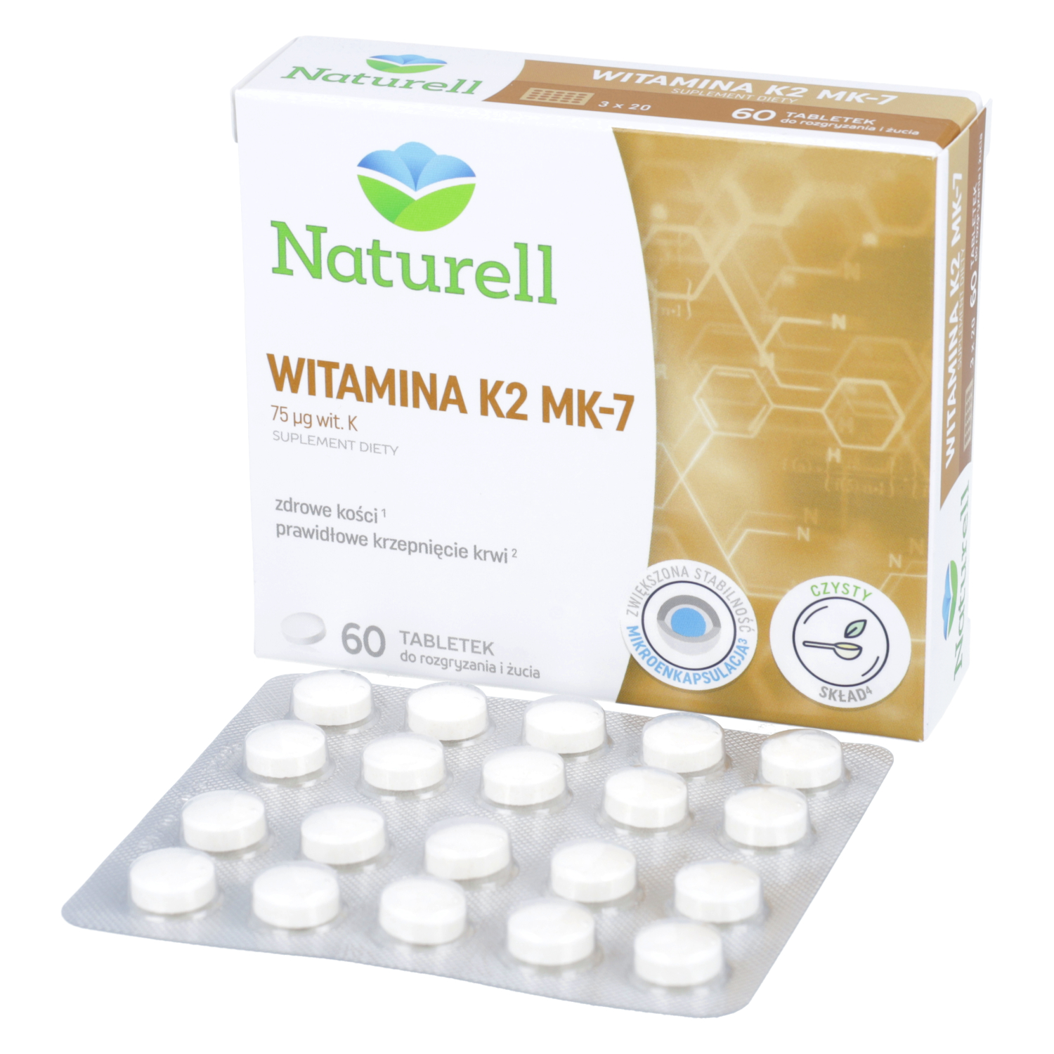 Naturell witamina k2 mk-7, 60 tabletek