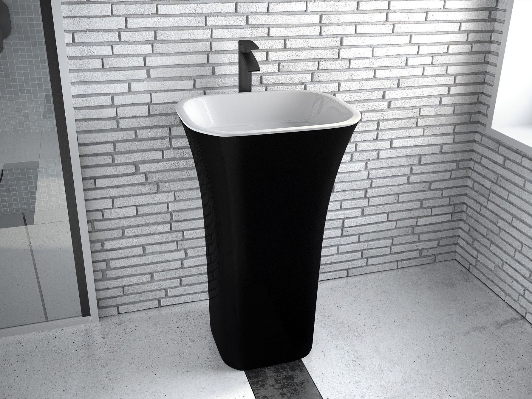 Besco Assos Black & White umywalka 50x40 cm wolnostojąca biały/czarny mat #UMMC-A-WO