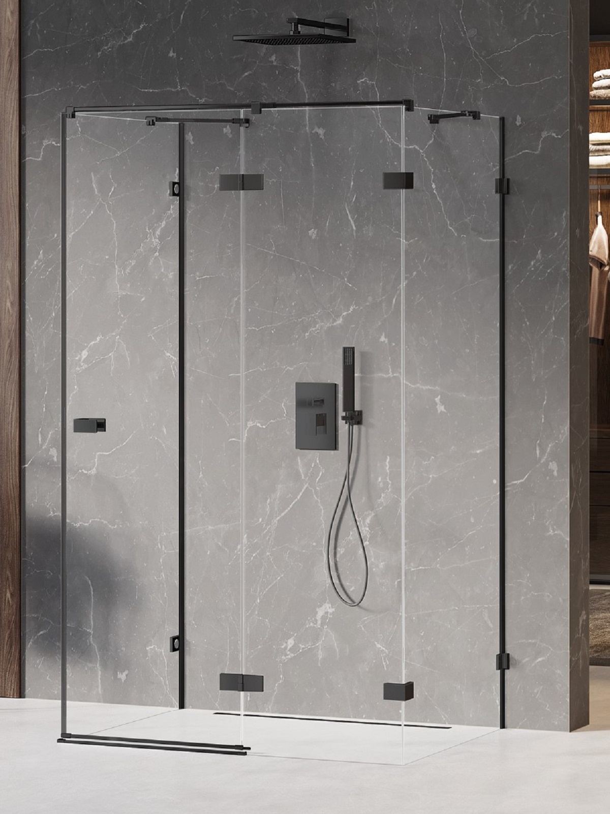 New Trendy Avexa Black kabina prysznicowa 100x110 cm prostokątna prawa czarny mat/szkło przezroczyste EXK-2641