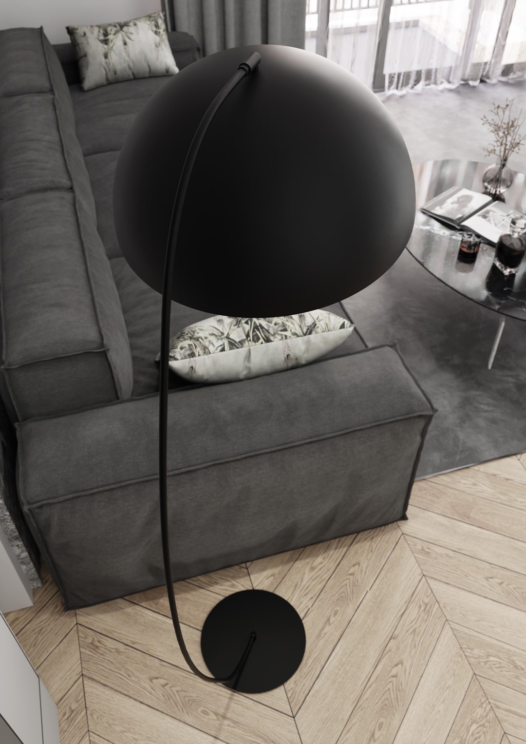 Emibig Arcos lampa stojąca 1x12 W czarna 1468/LP1