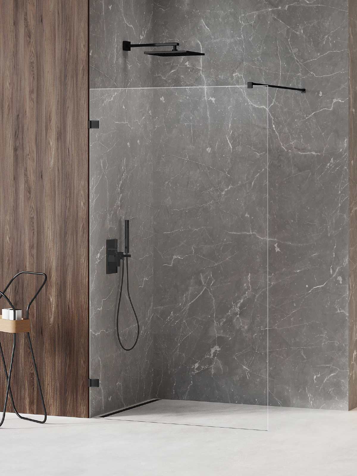 New Trendy Avexa Black XR ścianka prysznicowa walk-in 50 cm czarny mat/szkło przezroczyste EXK-6964