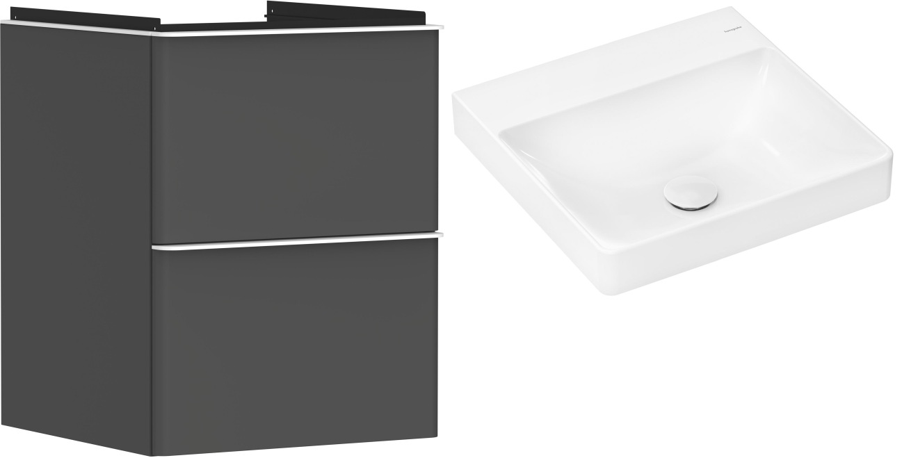 Hansgrohe Xelu Q szafka wisząca z umywalką 50x48 cm szary diament mat/biały mat/biały (54020700, 61013450)