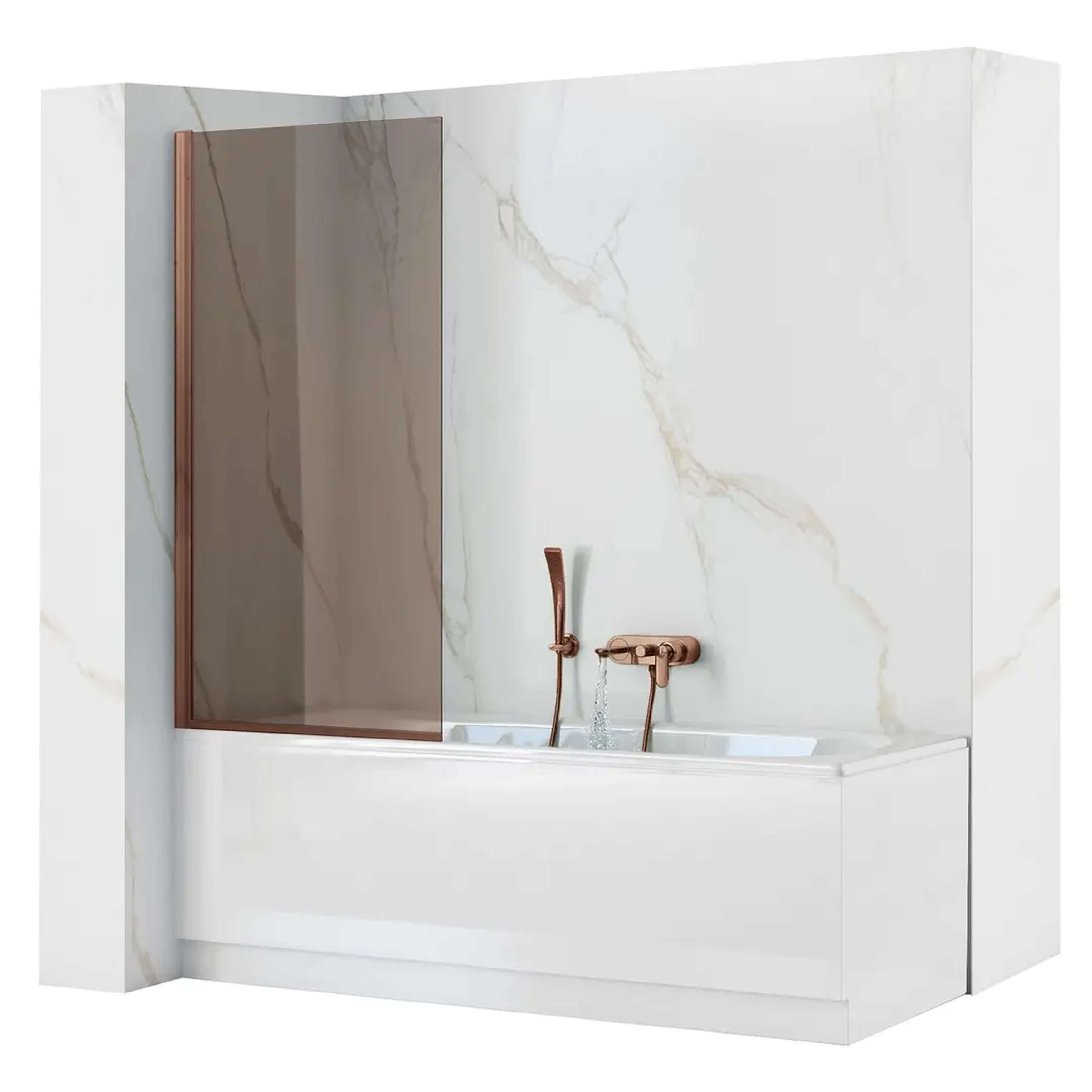 Rea Elegant parawan nawannowy 70 cm 1-częściowy miedź szczotkowana/szkło brązowe REA-W5694