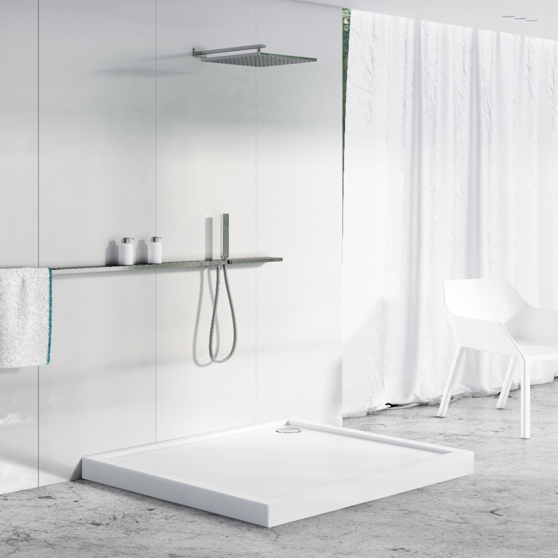 Schedline Cameron brodzik prostokątny 140x80 cm biały 3ST.C2P-80140