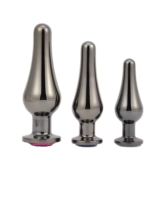 Korek analny metalowy z kryształkiem - elegancki plug analny 458