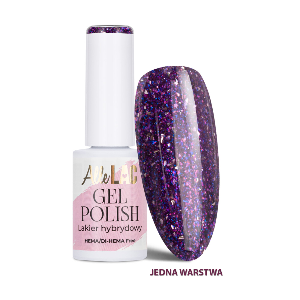 Lakier hybrydowy LED/UV Gel Polish Purples P6 Glitter AlleLac HEMA/Di-HEMA Free 6g