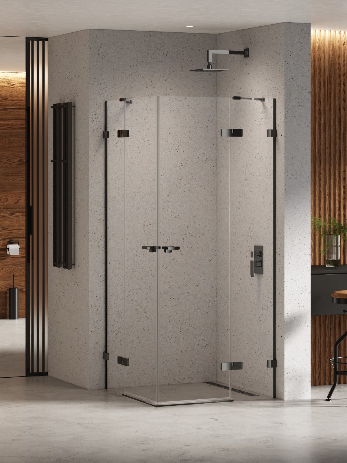 Darmowa Dostawa - Kabina prysznicowa 120x80 cm prostokątna czarny połysk/szkło przezroczyste New Trendy Eventa Black Chrome EXK6209
