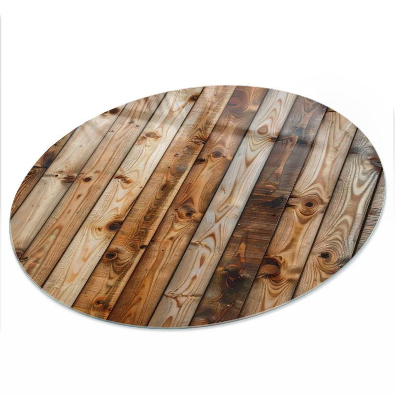 Blat Na Stolik ArtPrintCave fi80cm Deski drewniane 3 - Hartowany Blat Szklany Ochronny 1 szt.