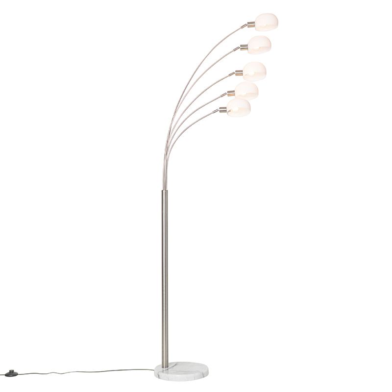 Designerski lampa podłogowa 5punktowa Qazqa Sixties 198 biały max 25W E14 z 5 punktami świetlnymi IP20 1 szt.