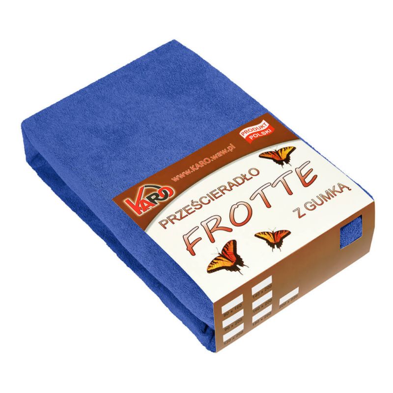 Prześcieradło frotte z gumką KARO 120x200 szafirowe 1 szt.