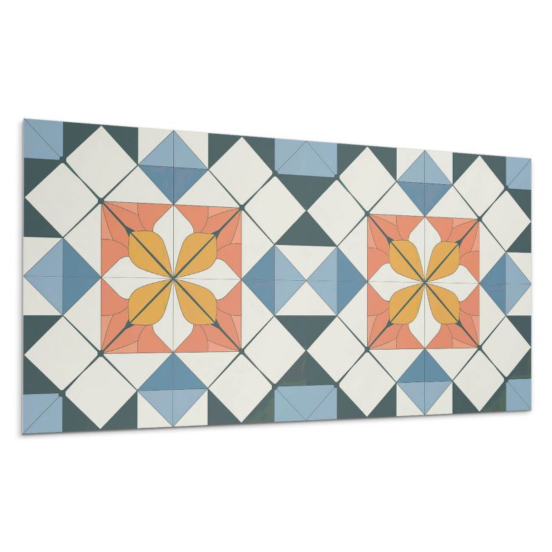 Panel samoprzylepny Wallfluent 120x60 cm Stylowe kwiaty w geometrycznej kompozycji 1 szt.