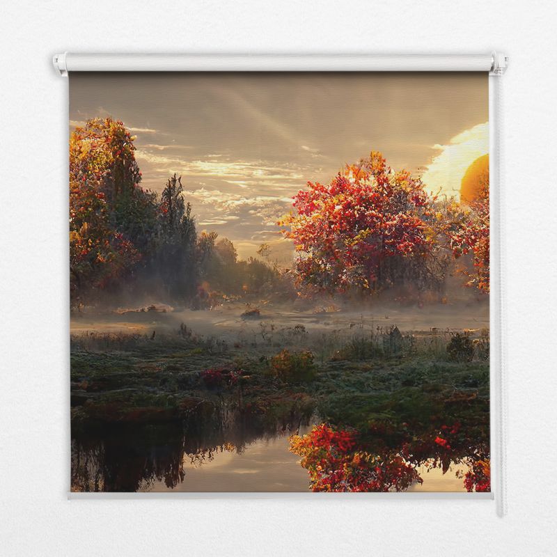 Roleta Dekoracyjna Tulup 120x140 cm Zachód Słońca Za Drzewami Montaż do ściany/sufitu 1 szt.